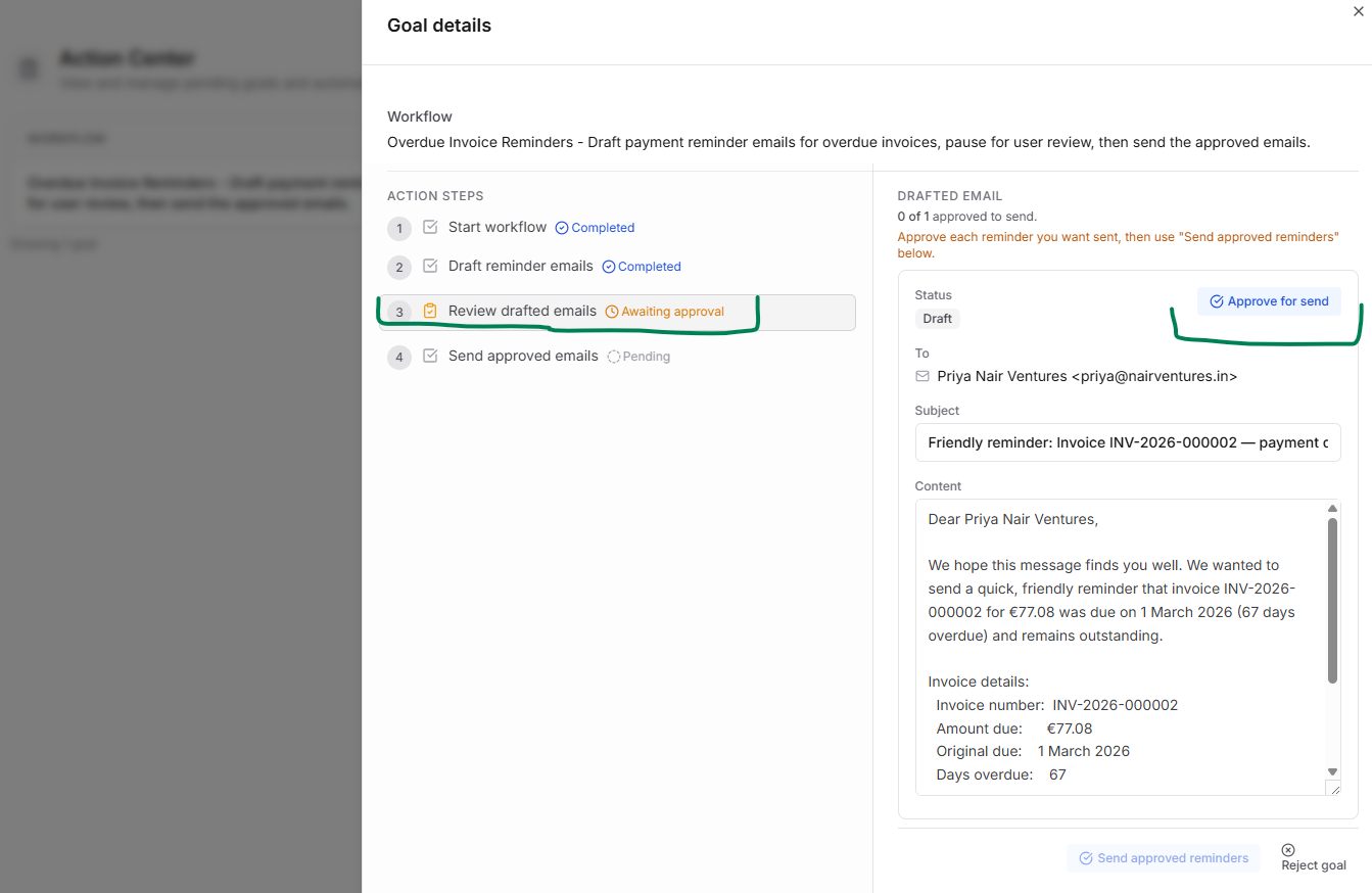 Review the drafted reminder email