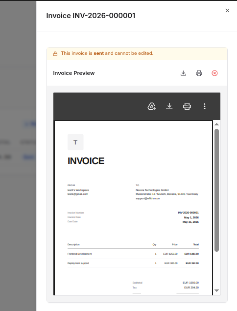 Send invoice — confirm
